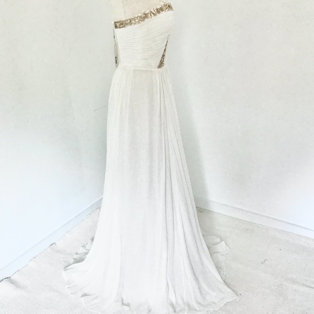 Rebecca Taylor Dress S/M Formal White Prom Wedding Hoco Debutante Maxi Long Gown - Picture 13 of 16